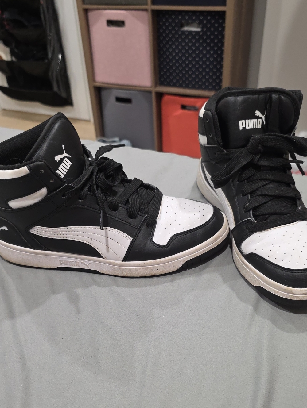 Puma Black and White High-Top Sneakers
